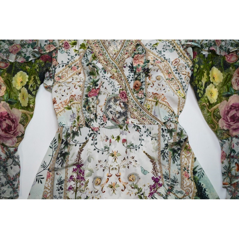 CAMILLA Renaissance Romance Embellished 100% Silk Wrap Mini Dress NWT L - Picture 4 of 14